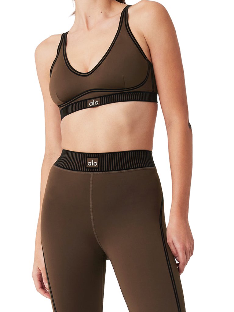 Alo Yoga Airlift Line Up Bra & High-Waist 7/8 Legging In Brownstone Set